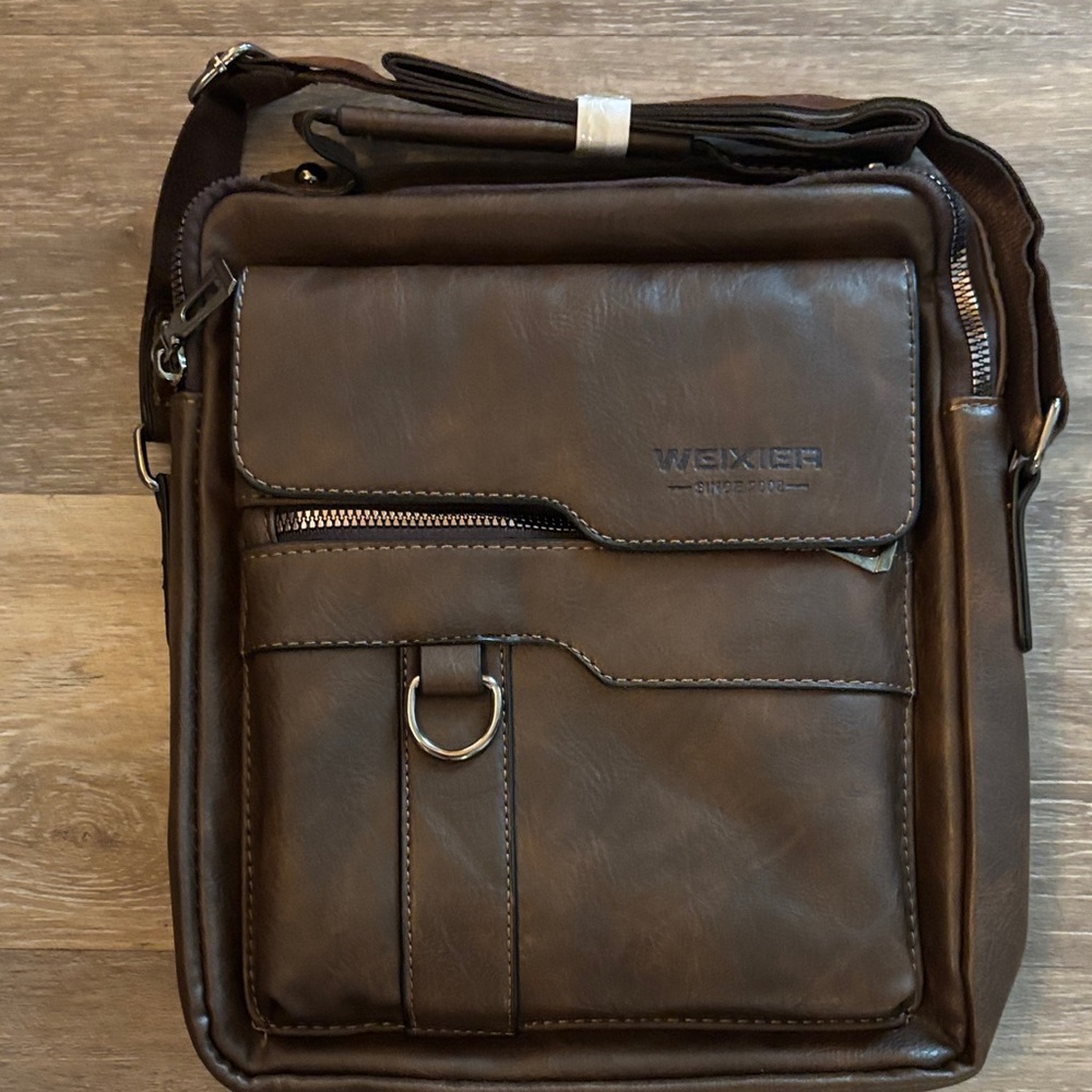 Brown vegan leather cross body  Bag
